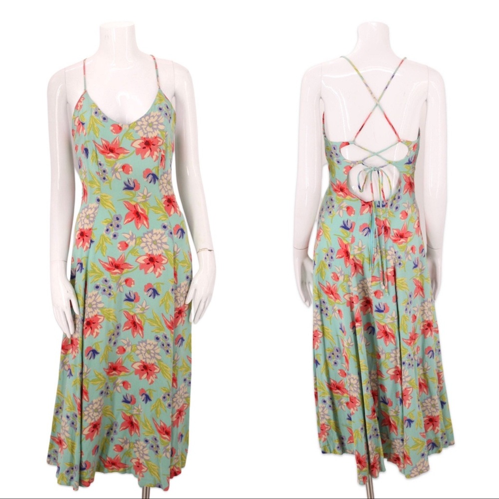 90s Vintage Betsey Johnson Floral Spaghetti Strap Dress